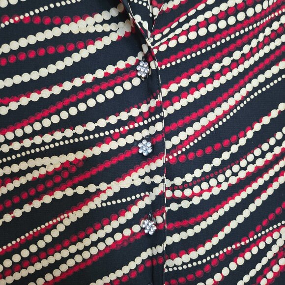 COVINGTON 3/4 Sleeve, Multicolor Bead Print Button Front Blouse. - Picture 3 of 5
